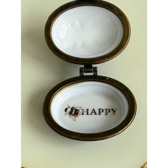 Vintage 90's Dept 56 Bee Happy Small Porcelain Trinket Box - Picture 8 of 8